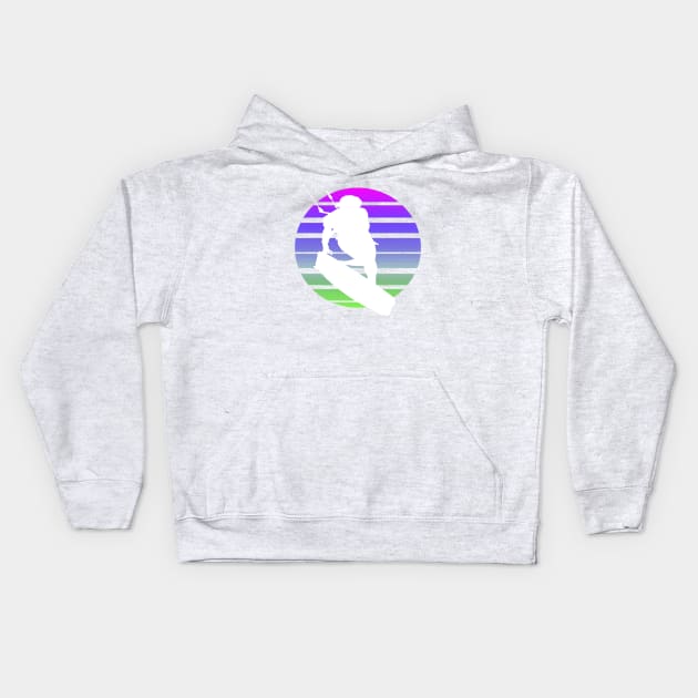 Kitesurfing Female Rider Silhouette Retro Sunset Kids Hoodie by taiche